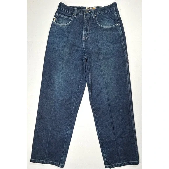 VTG Southpole 34 32X32 Baggy Carpenter Jeans Indigo Blue Wide Y2K Embroidery EUC - Picture 3 of 10